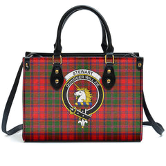 Stewart of Appin Modern Tartan Crest Leather Handbag