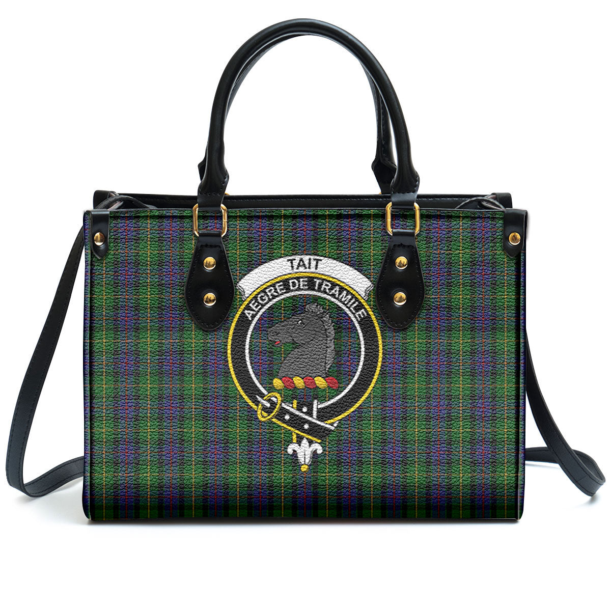 Tait Tartan Crest Leather Handbag