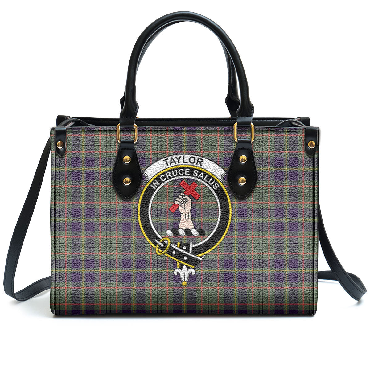 Taylor Weathered Tartan Crest Leather Handbag