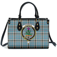 Thomson Blue Tartan Crest Leather Handbag