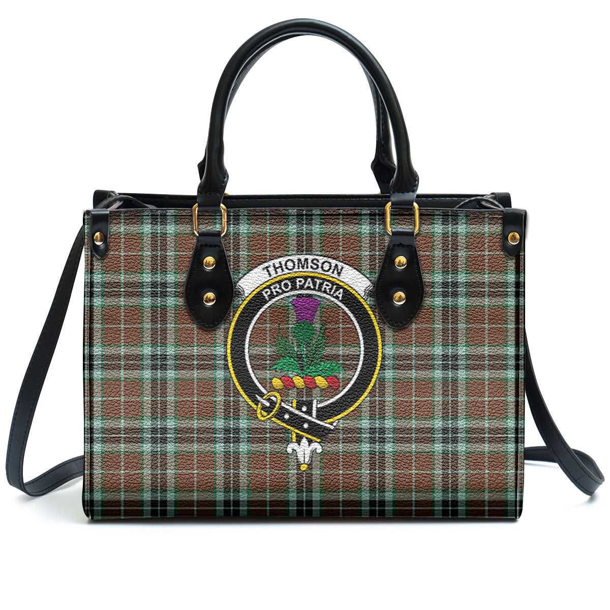 Thomson Hunting Modern Tartan Crest Leather Handbag