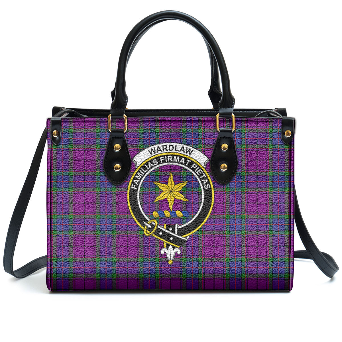 Wardlaw Modern Tartan Crest Leather Handbag