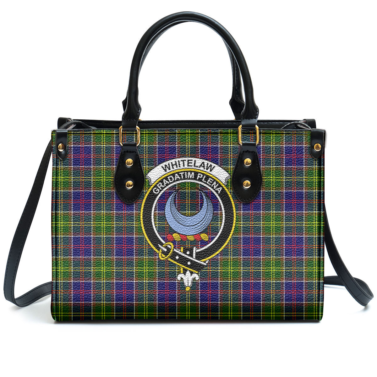 Whitelaw Tartan Crest Leather Handbag