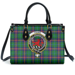 Young Modern Tartan Crest Leather Handbag