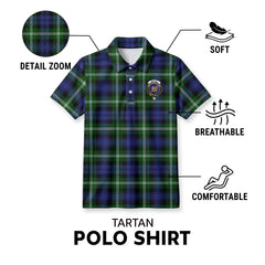 Baillie Modern Tartan Crest Birdseye Mesh Polo Shirt