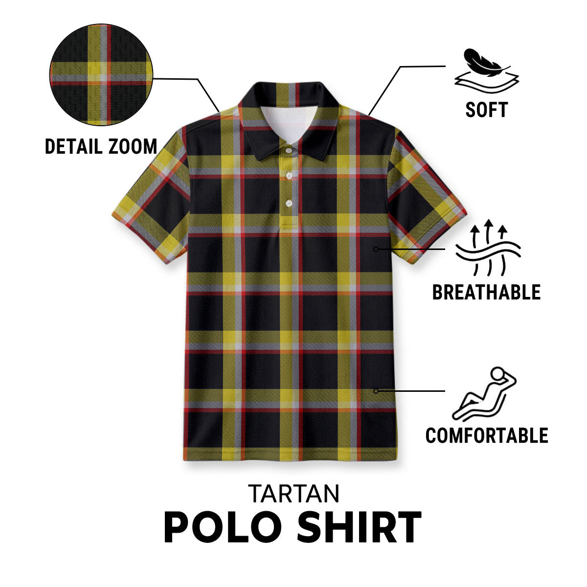 Blood on the Coal Tartan Birdseye Mesh Polo Shirt