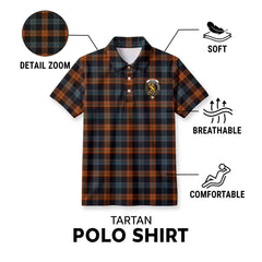 Broun Ancient Tartan Crest Birdseye Mesh Polo Shirt
