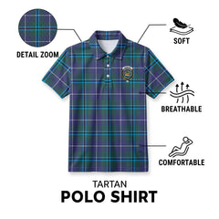 Douglas Modern Tartan Crest Birdseye Mesh Polo Shirt