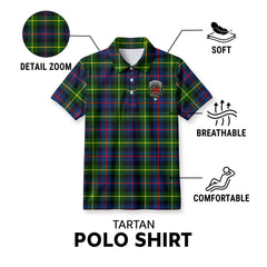 Farquharson Modern Tartan Crest Birdseye Mesh Polo Shirt