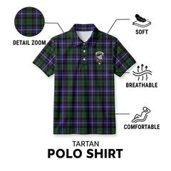 Galbraith Modern Tartan Crest Birdseye Mesh Polo Shirt