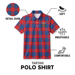 Galloway Red Tartan Crest Birdseye Mesh Polo Shirt