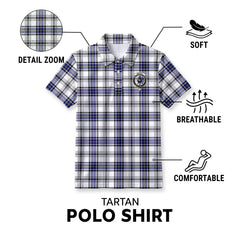 Hannay Modern Tartan Crest Birdseye Mesh Polo Shirt