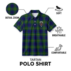 Johnston of Caskieben Tartan Crest Birdseye Mesh Polo Shirt