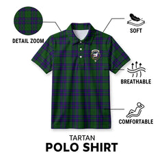 Lockhart Modern Tartan Crest Birdseye Mesh Polo Shirt