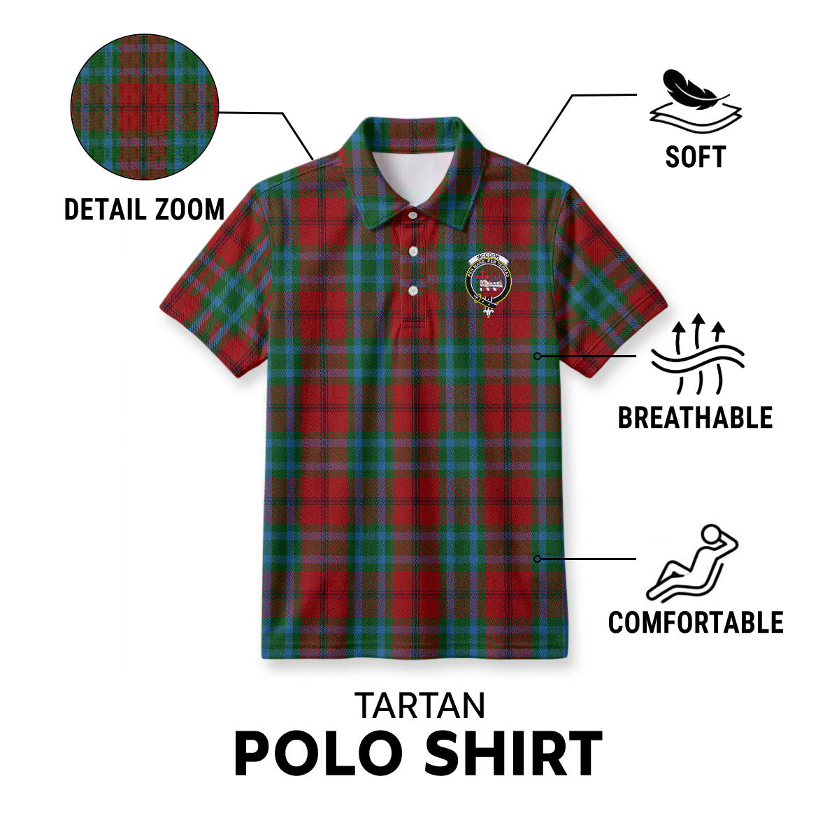 McCook Tartan Crest Birdseye Mesh Polo Shirt