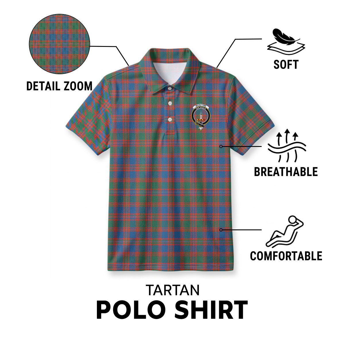 McIntyre Ancient Tartan Crest Birdseye Mesh Polo Shirt