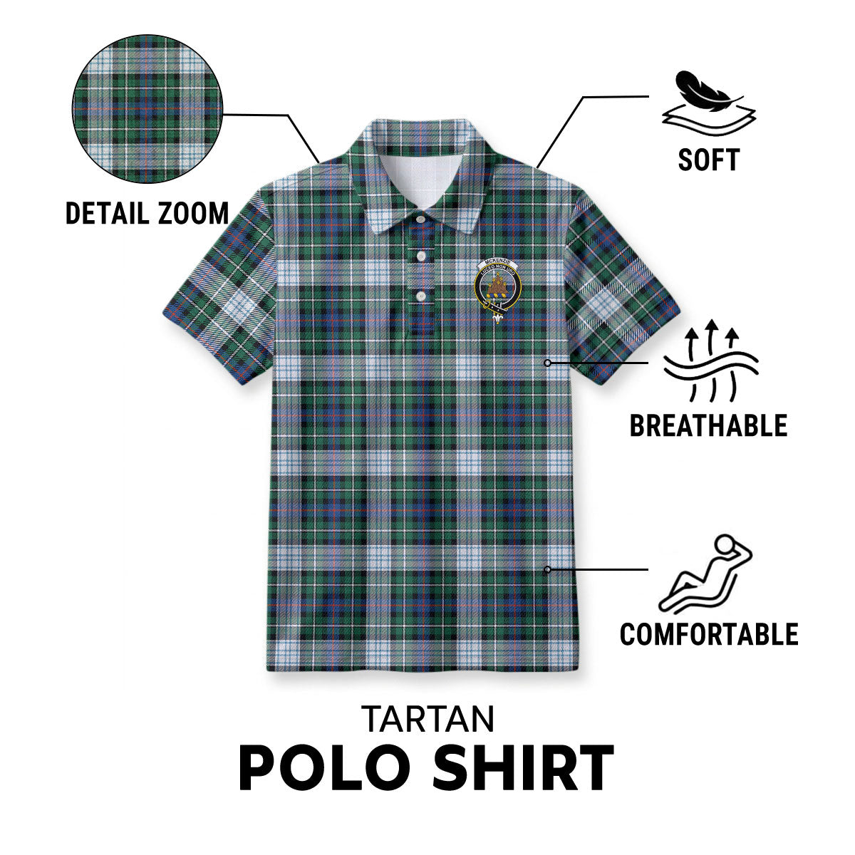 McKenzie Dress Ancient Tartan Crest Birdseye Mesh Polo Shirt
