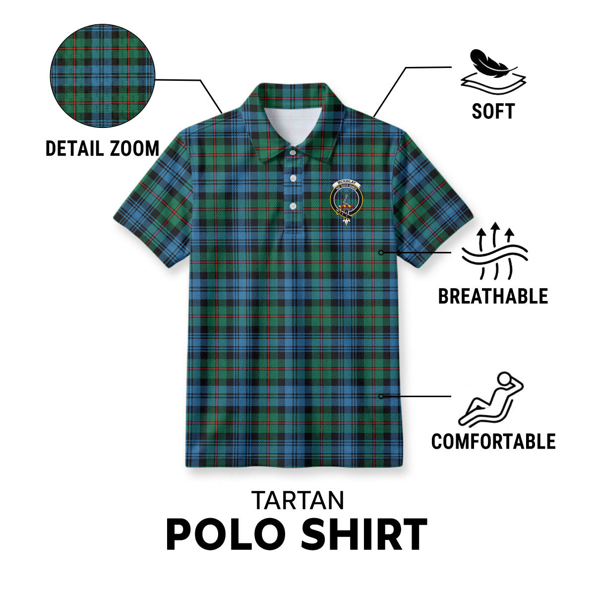 McKinlay Ancient Tartan Crest Birdseye Mesh Polo Shirt