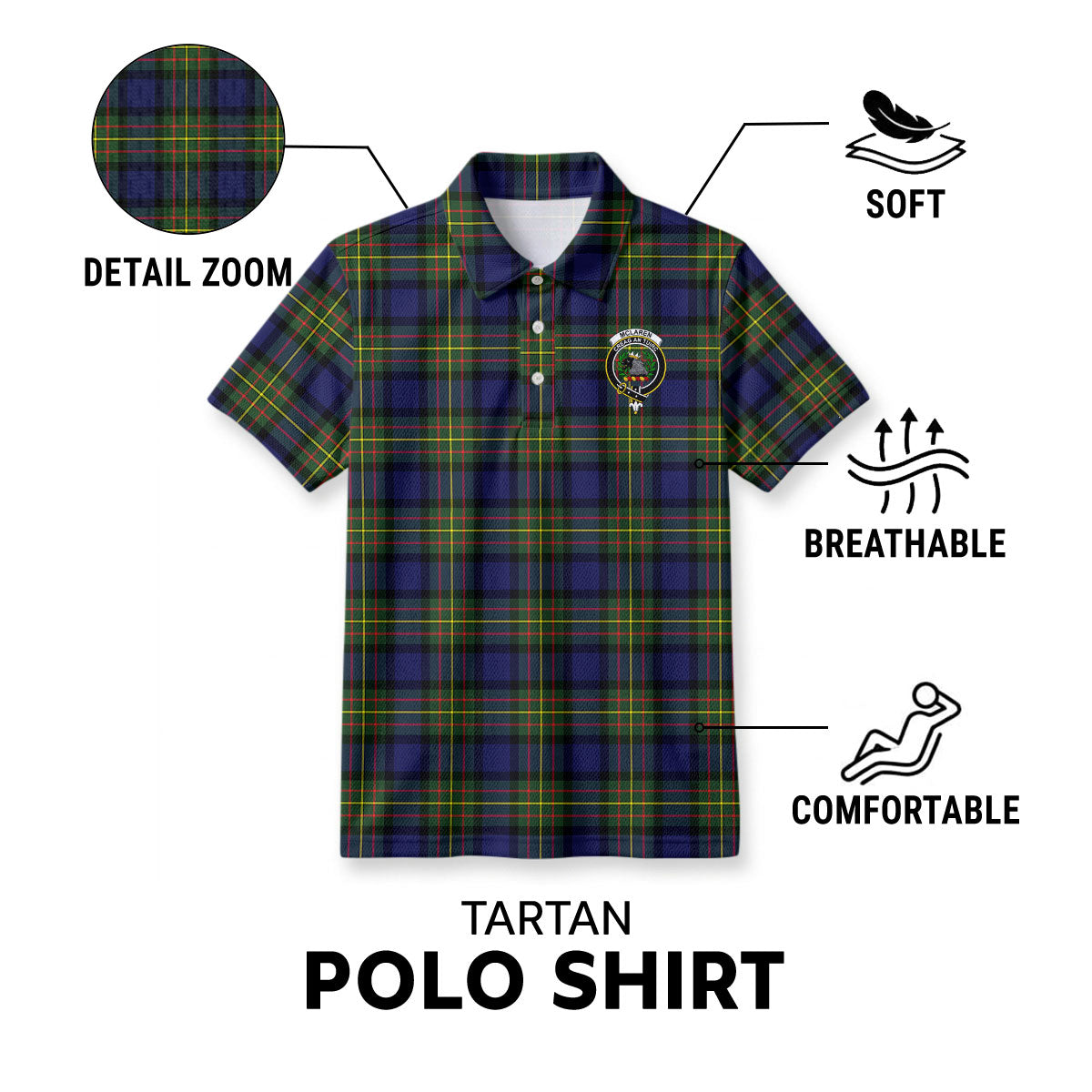 McLaren Modern Tartan Crest Birdseye Mesh Polo Shirt