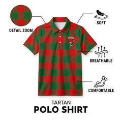 Moncreiffe (or Moncreiff) Tartan Crest Birdseye Mesh Polo Shirt
