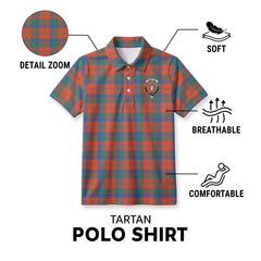 Robertson Ancient Tartan Crest Birdseye Mesh Polo Shirt