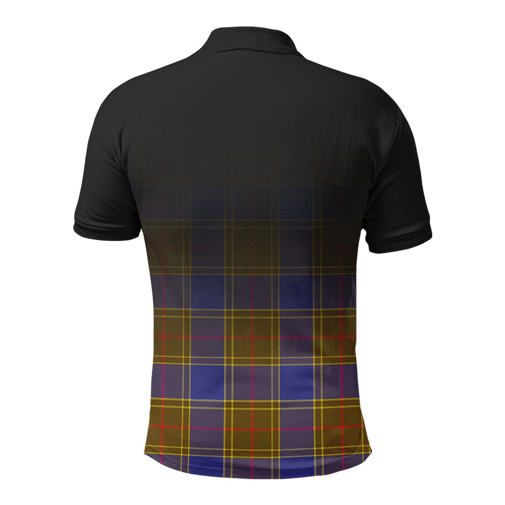 Balfour Modern Tartan Crest Polo Shirt - Thistle Black Style