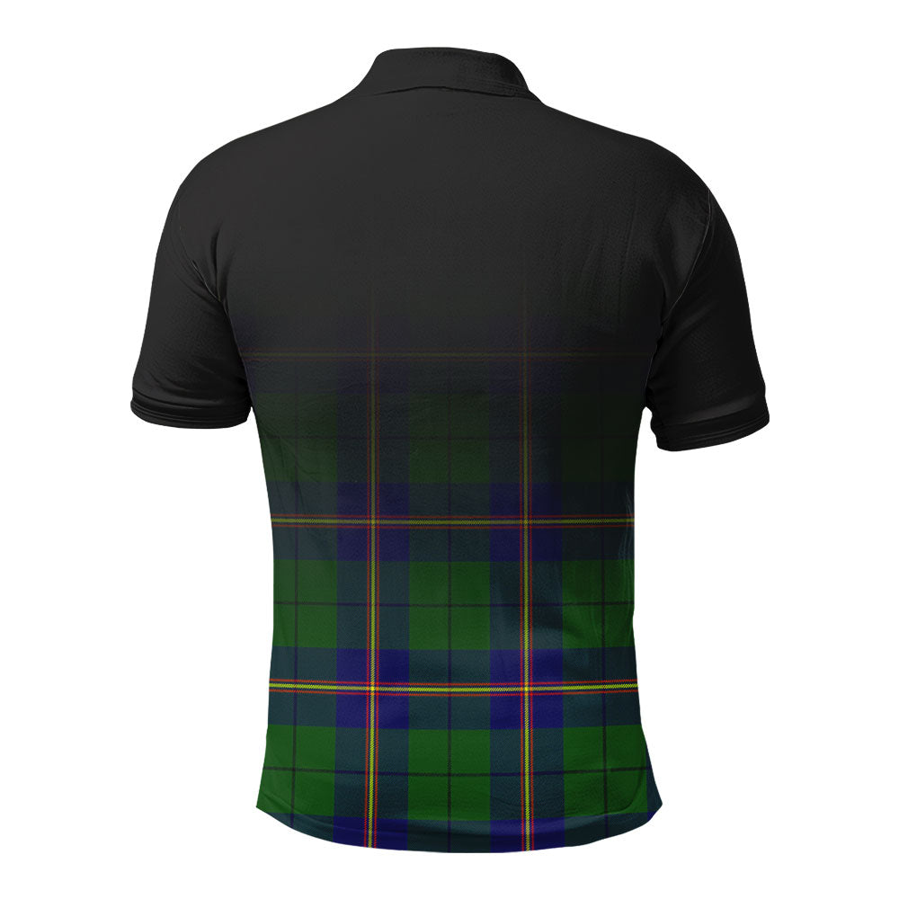 Carmichael Modern Tartan Crest Polo Shirt - Thistle Black Style