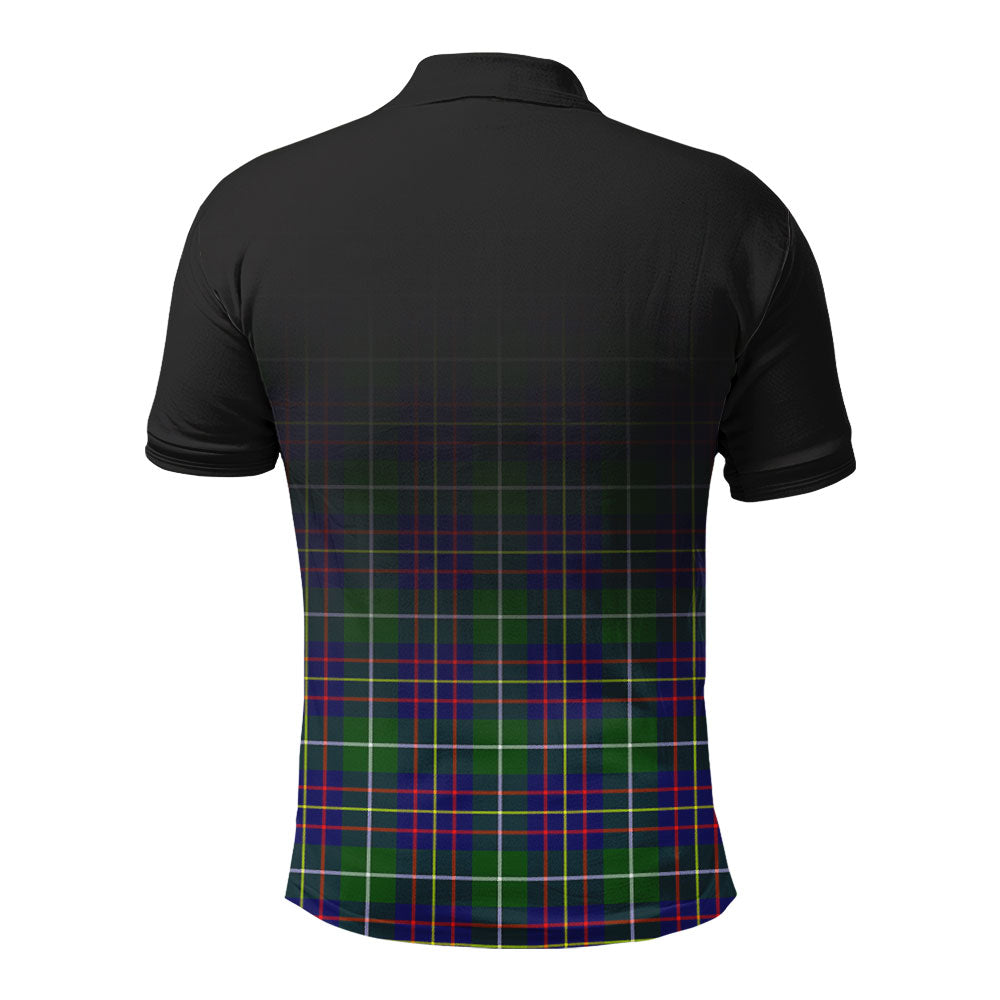 Inglis Modern Tartan Crest Polo Shirt - Thistle Black Style