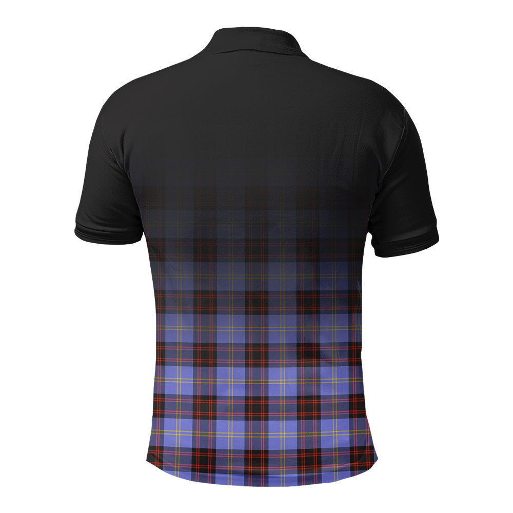Rutherford Tartan Crest Polo Shirt - Thistle Black Style
