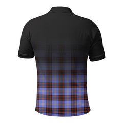 Rutherford Tartan Crest Polo Shirt - Thistle Black Style