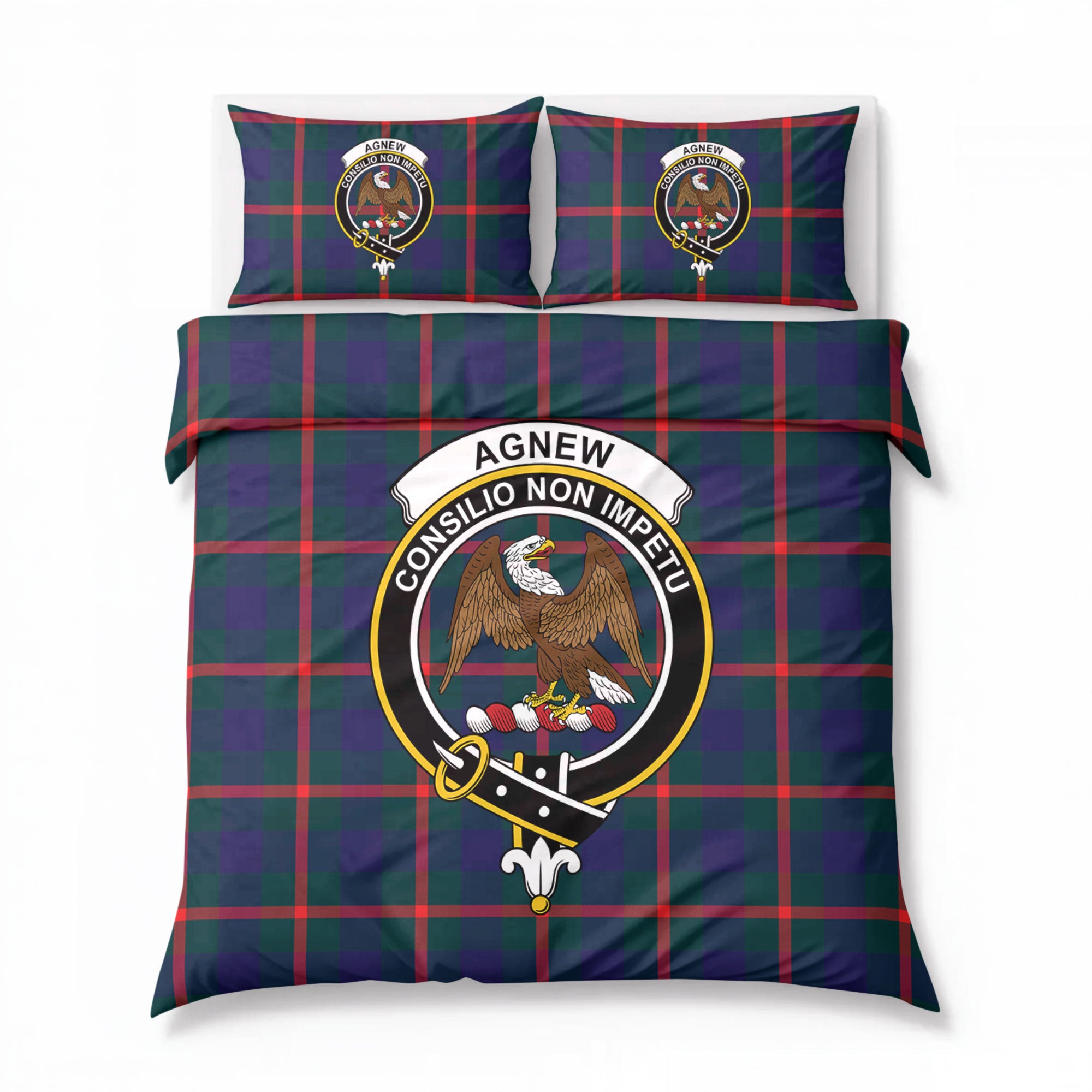 Agnew Modern Tartan Crest Bedding Set