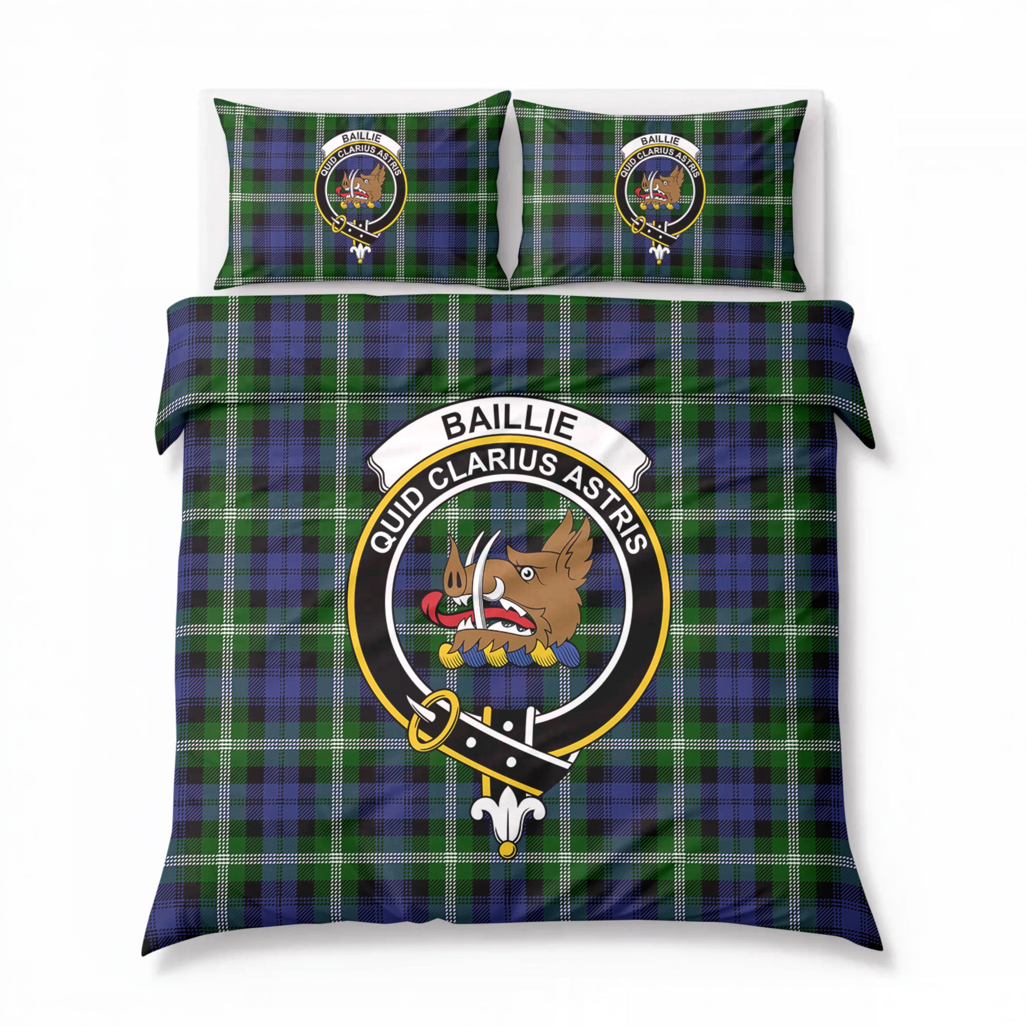 Baillie Modern Tartan Crest Bedding Set