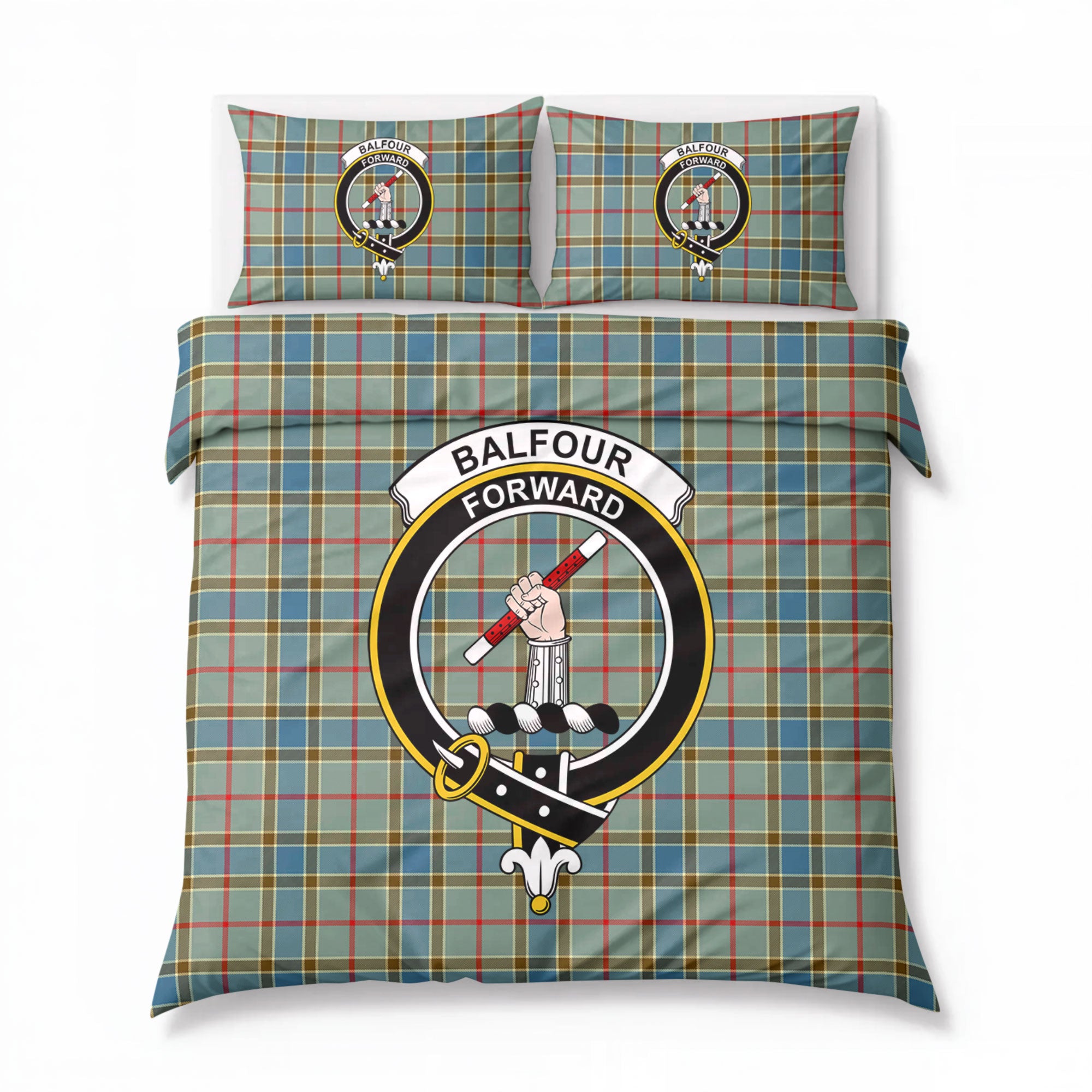 Balfour Blue Tartan Crest Bedding Set
