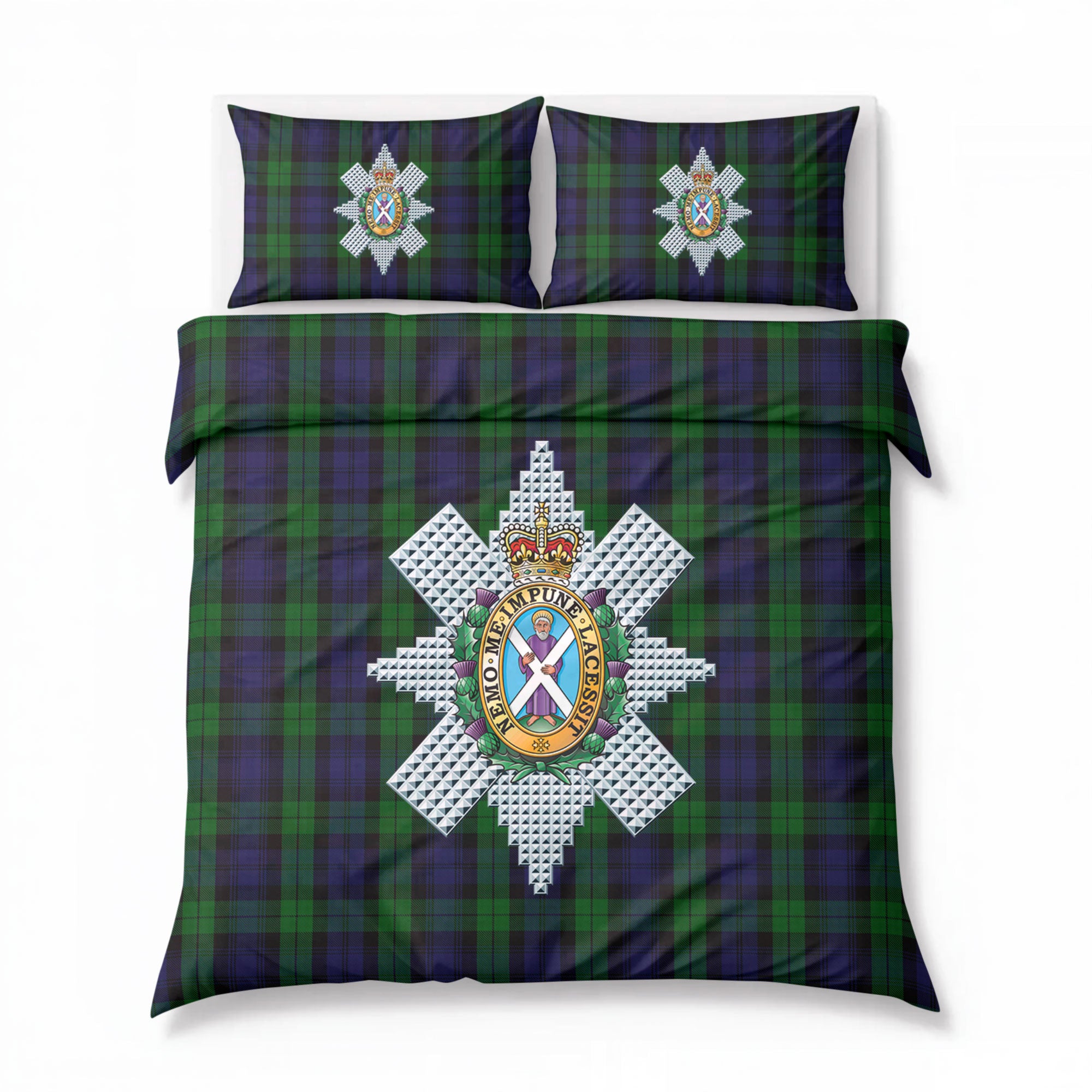 Black Watch Tartan Crest Bedding Set