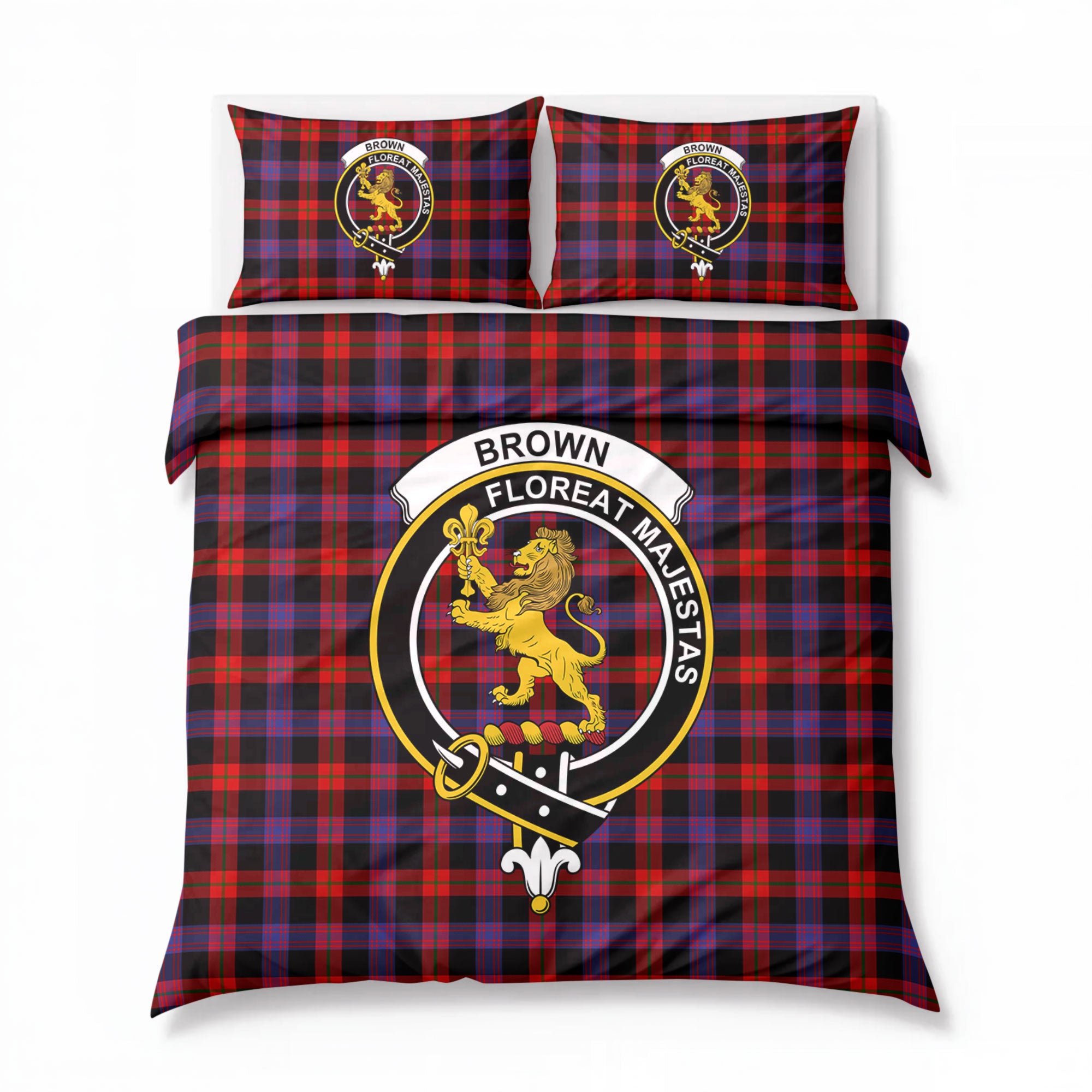 Brown Modern Tartan Crest Bedding Set