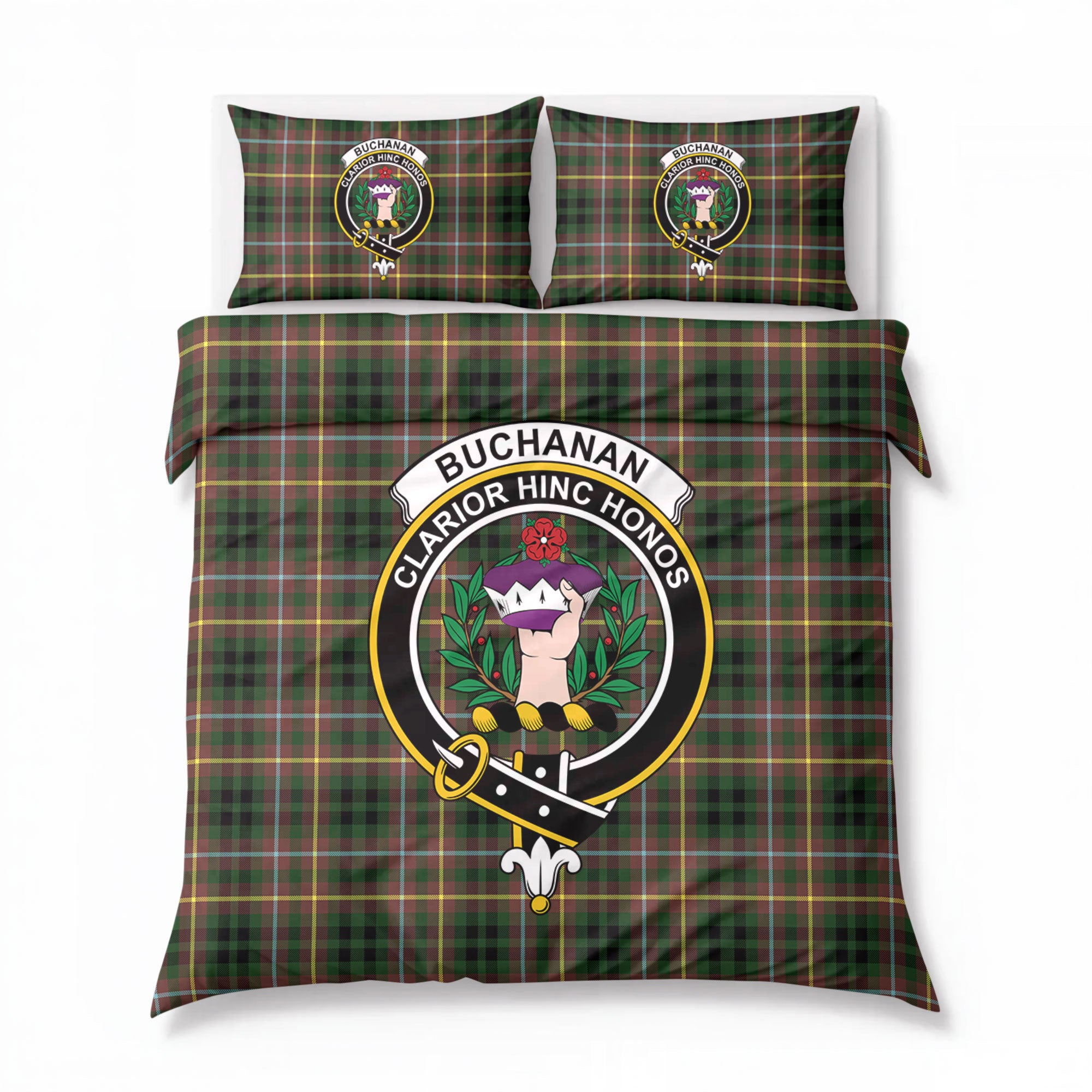 Buchanan Hunting Tartan Crest Bedding Set