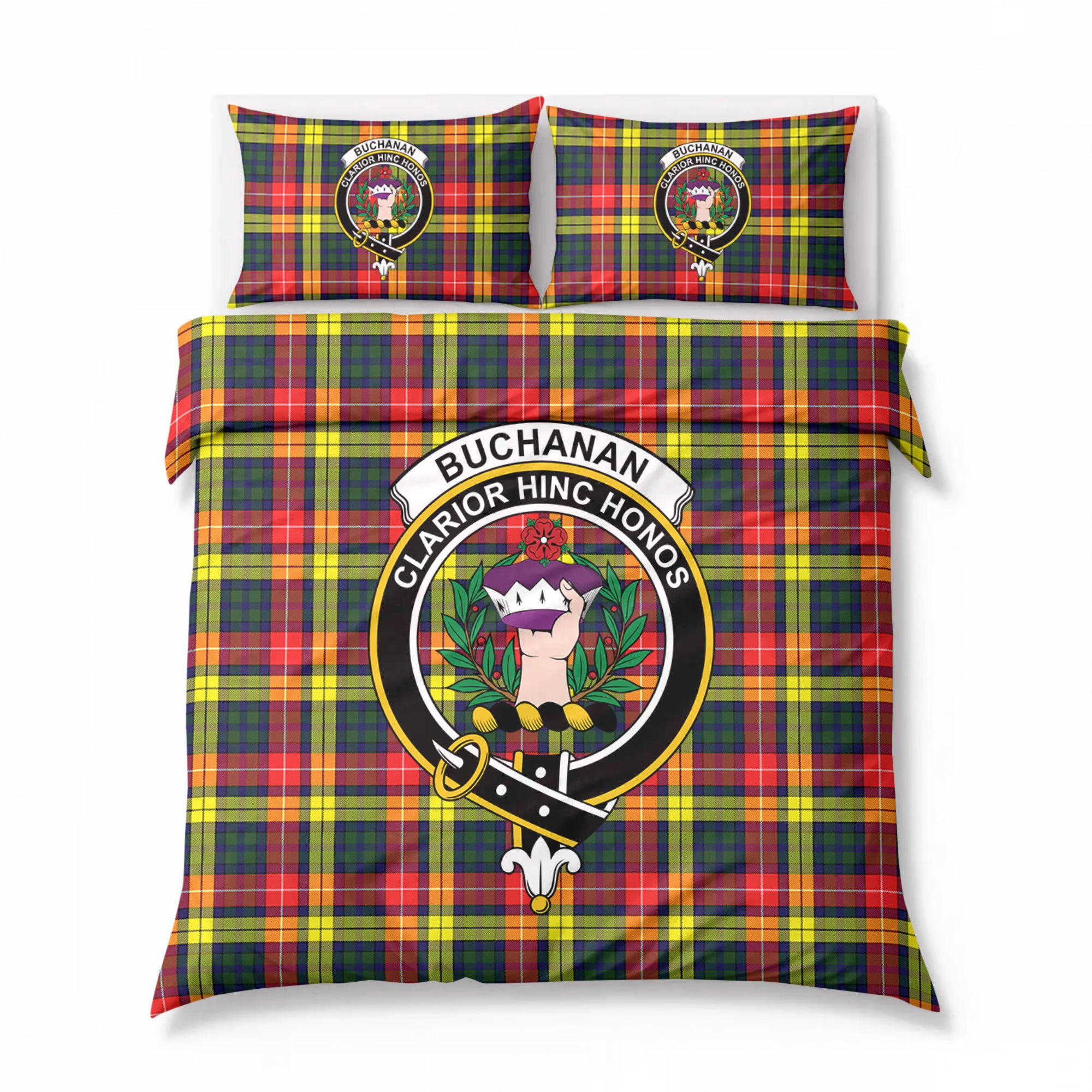 Buchanan Modern Tartan Crest Bedding Set