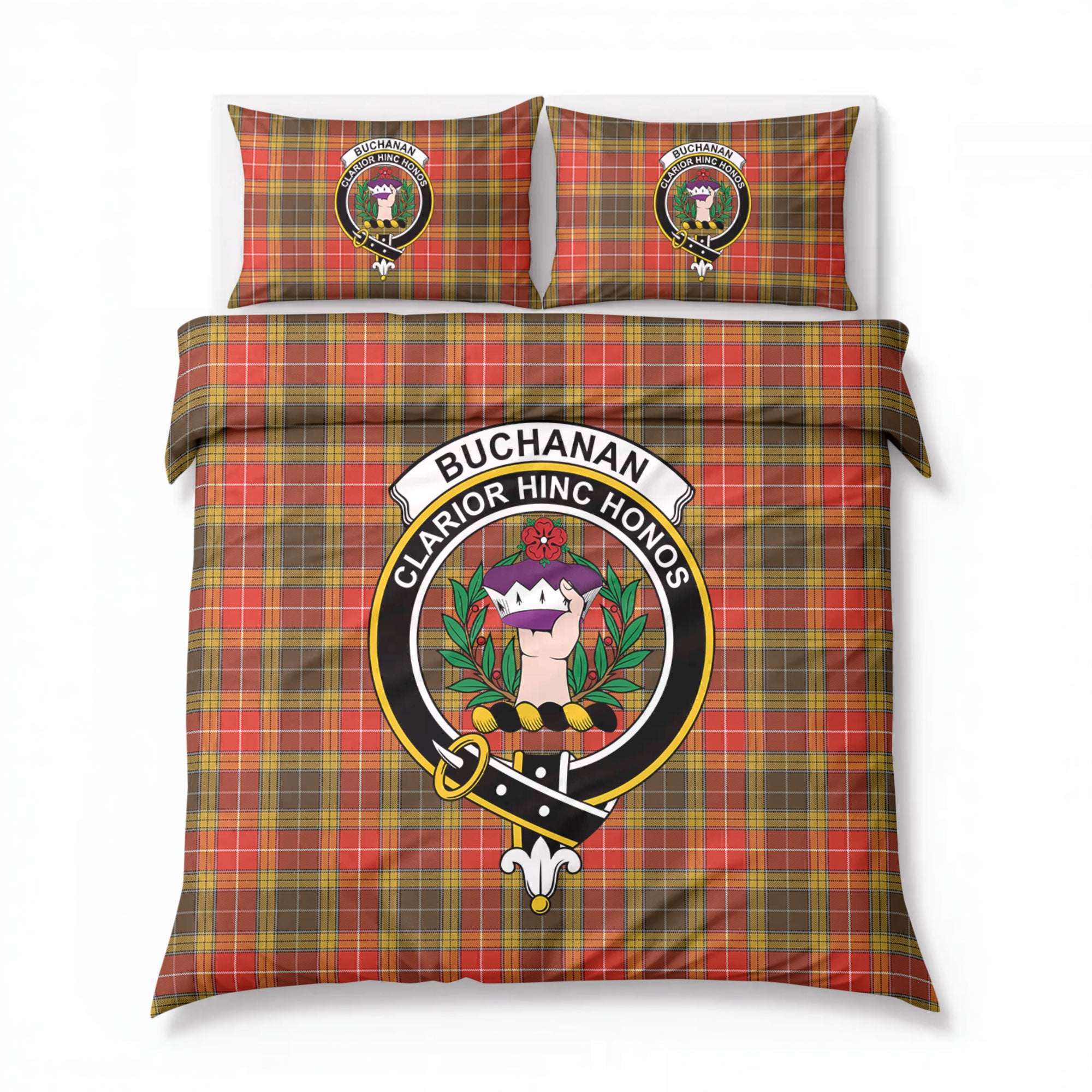 Buchanan Old Set Weathered Tartan Crest Bedding Set