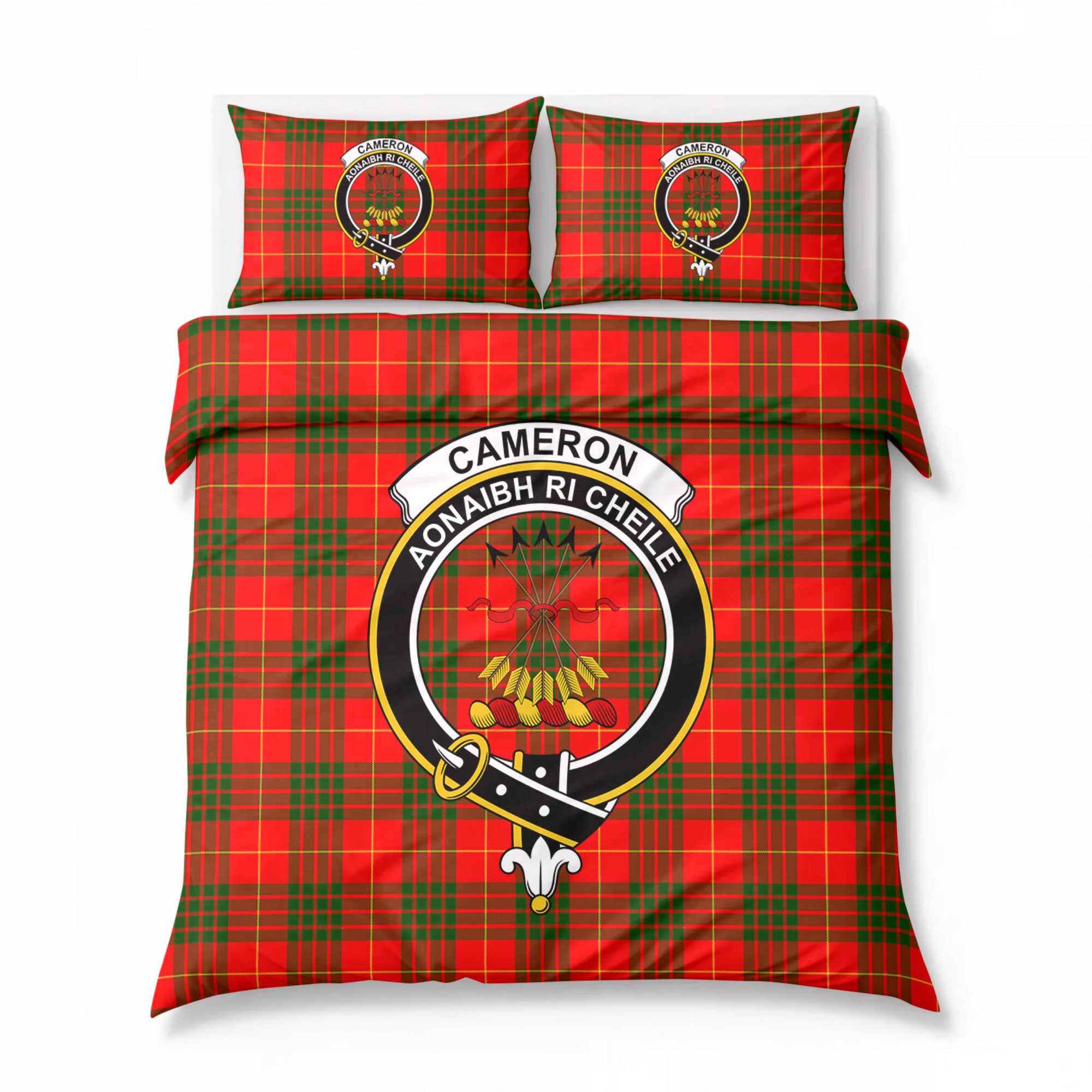Cameron Modern Tartan Crest Bedding Set