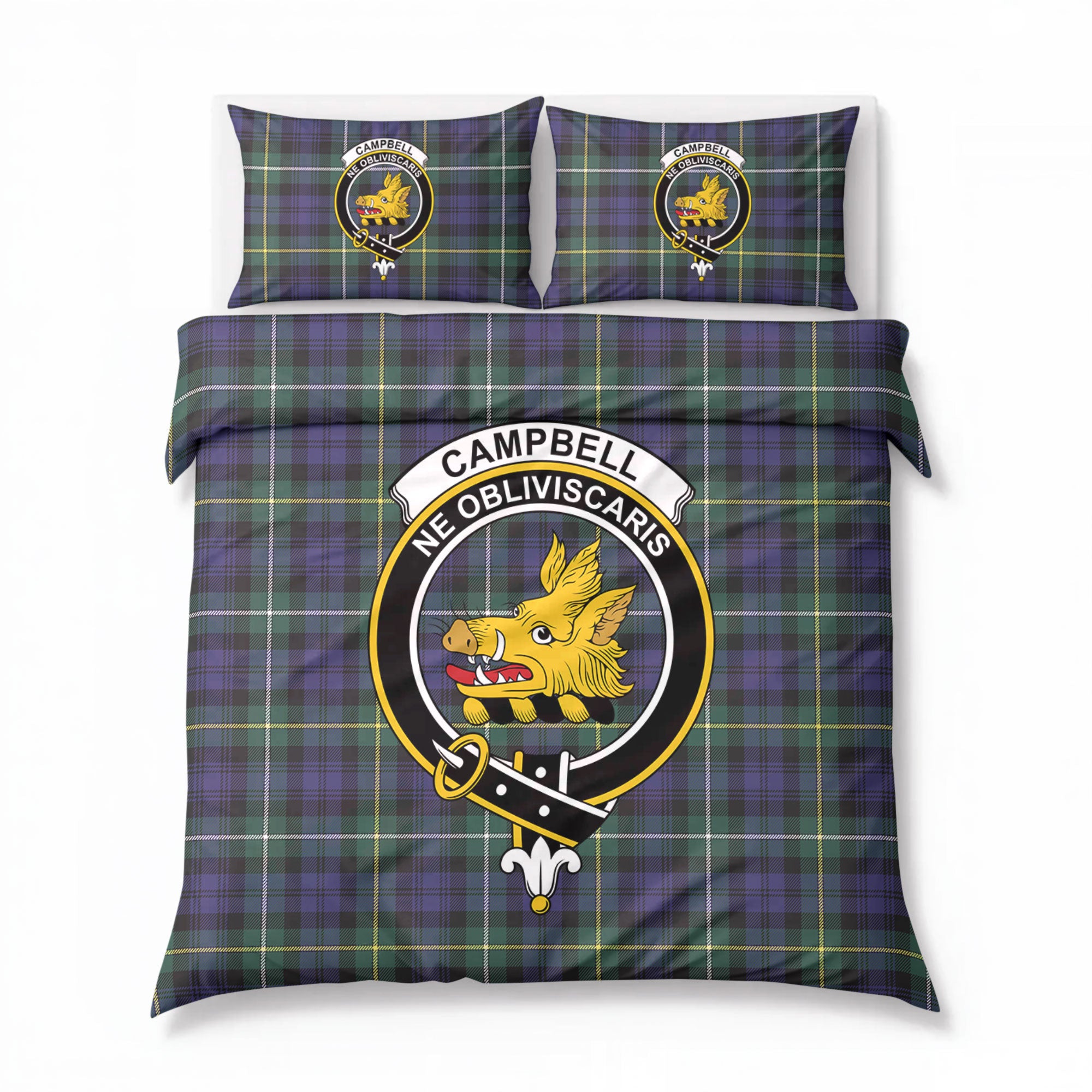 Campbell Argyll Modern Tartan Crest Bedding Set
