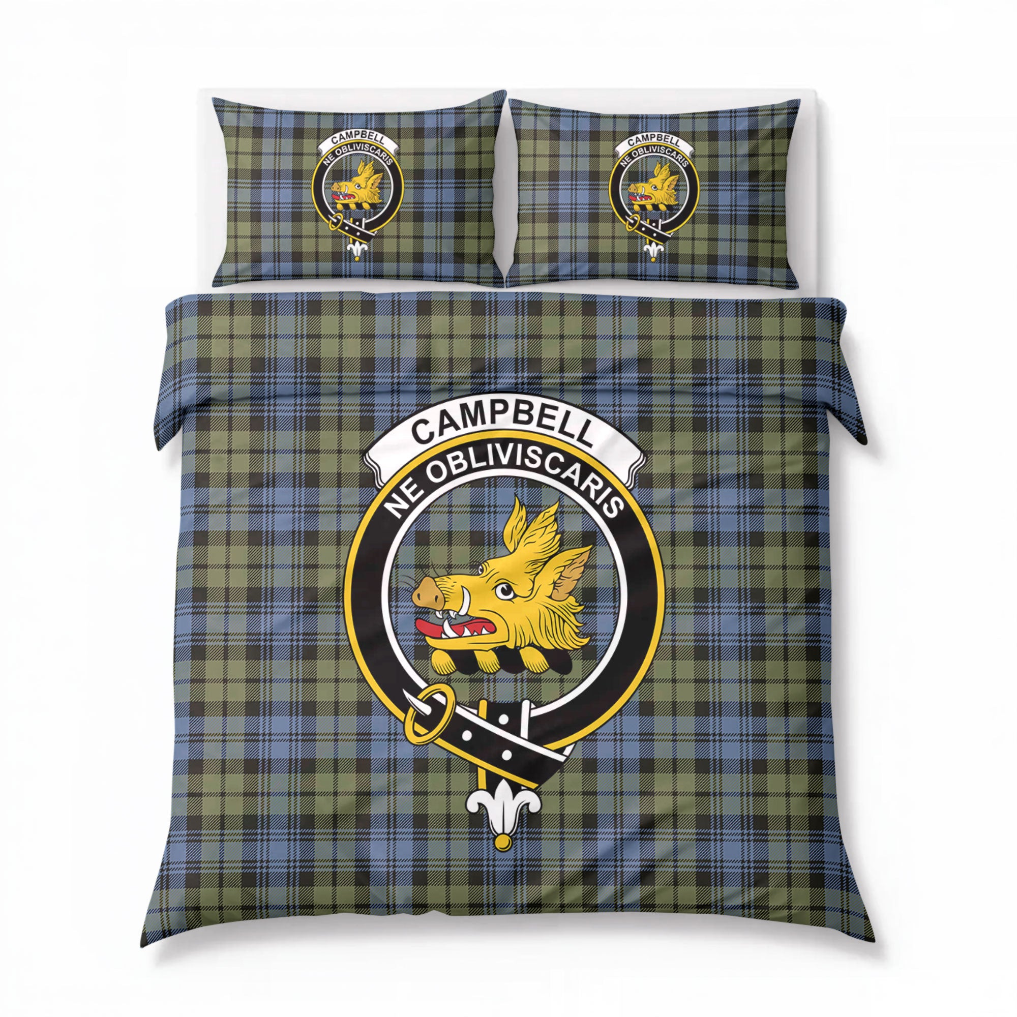 Campbell Faded Tartan Crest Bedding Set