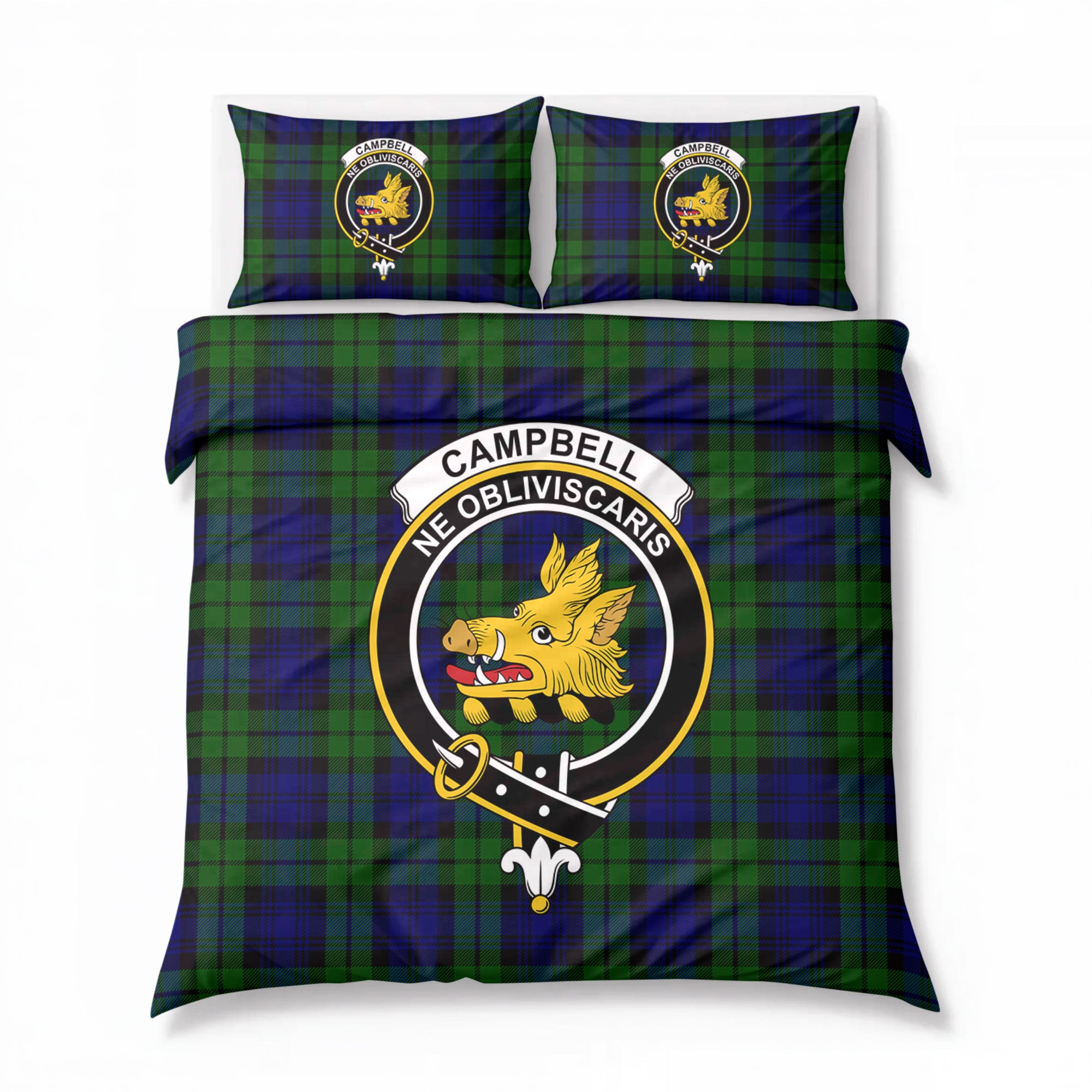 Campbell Modern Tartan Crest Bedding Set