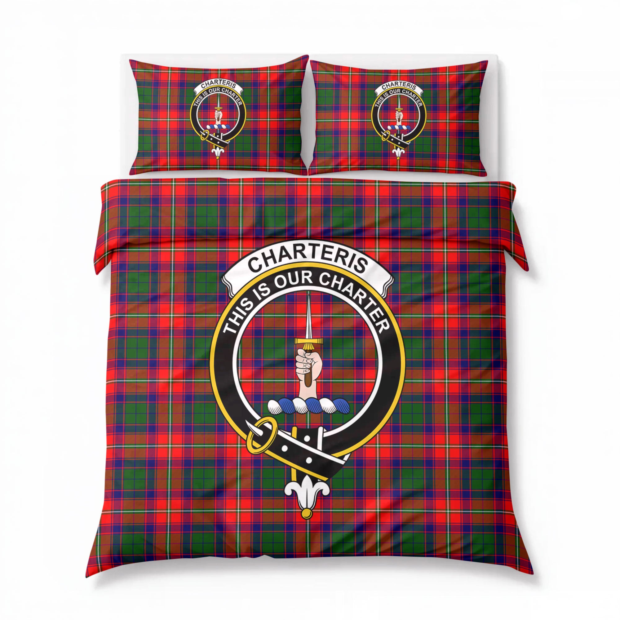 Charteris (Earl of Wemyss) Tartan Crest Bedding Set