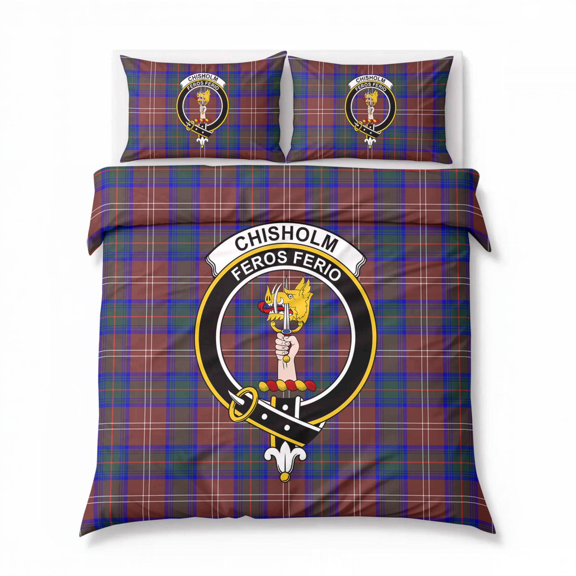 Chisholm Hunting Modern Tartan Crest Bedding Set