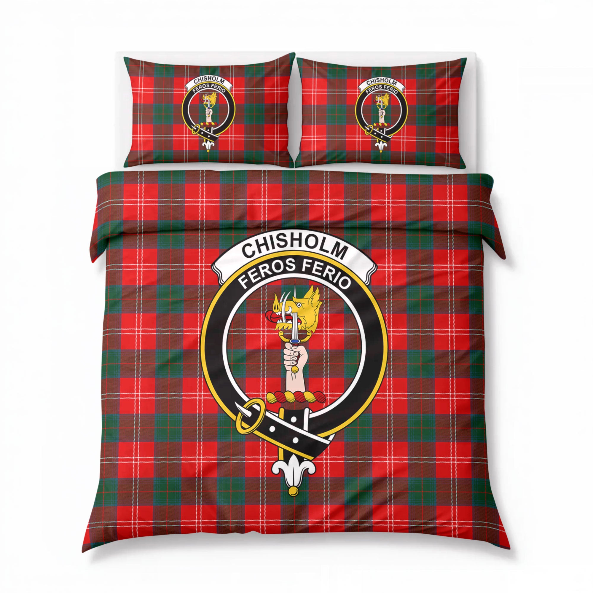 Chisholm Modern Tartan Crest Bedding Set