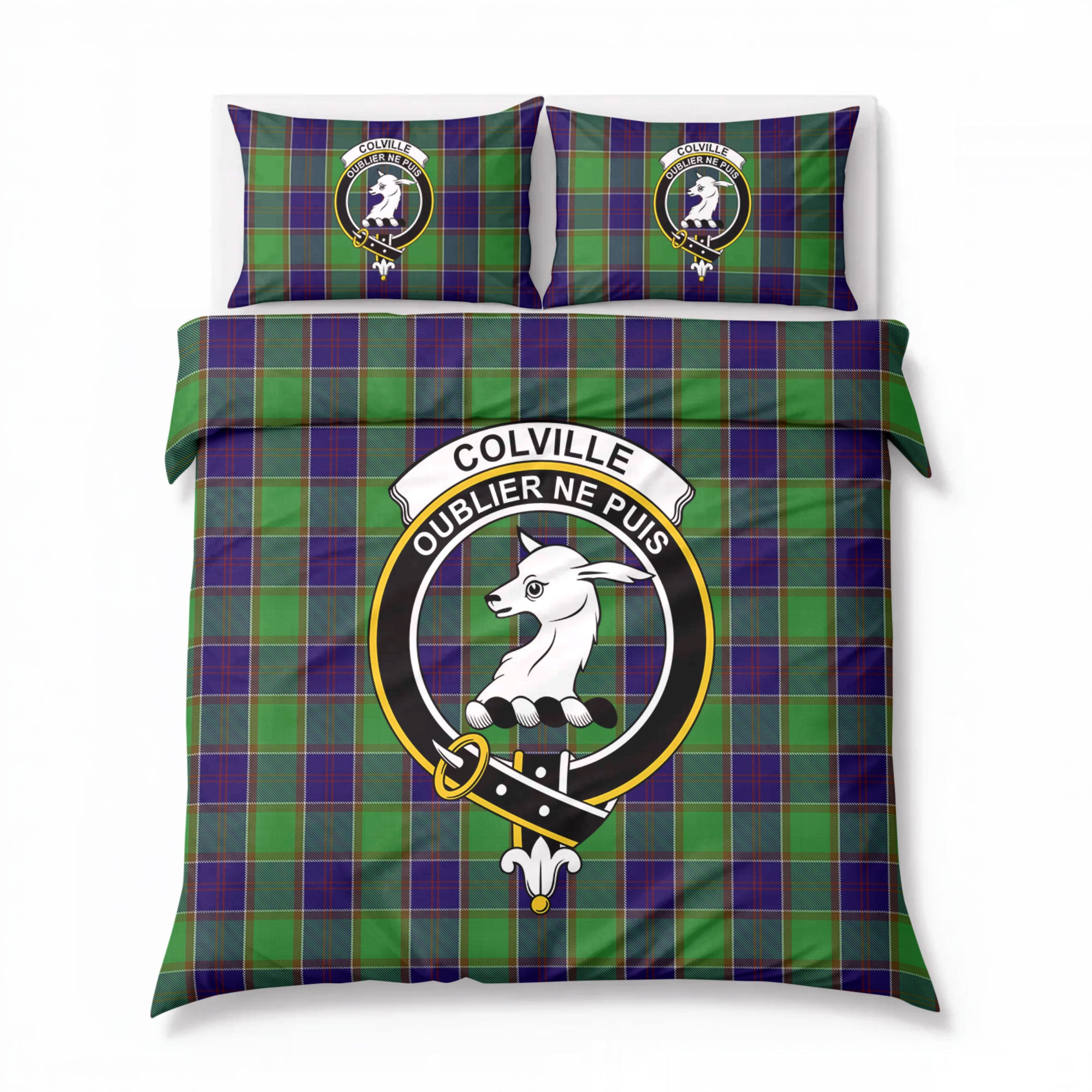 Colville Tartan Crest Bedding Set