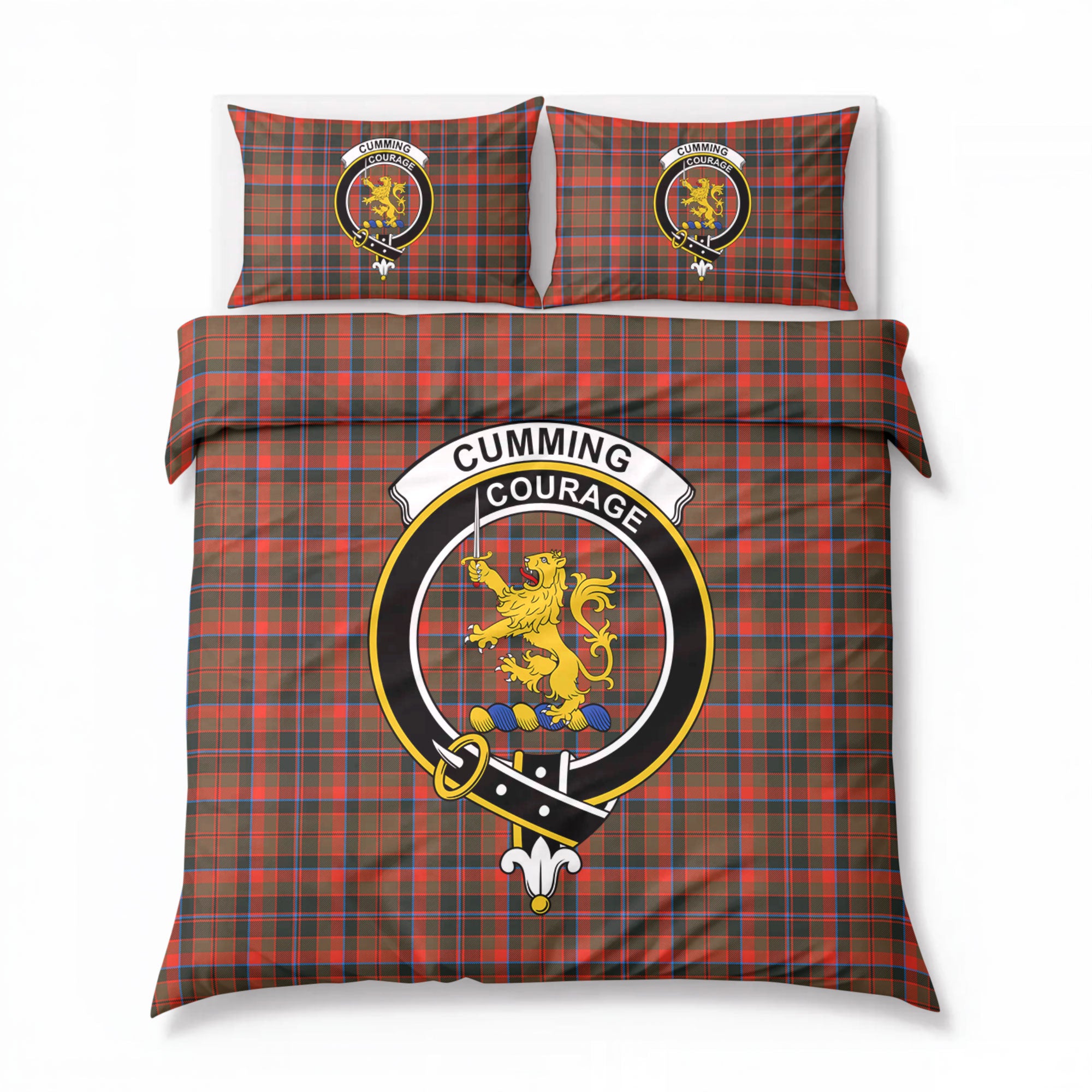 Cumming Hunting Weathered Tartan Crest Bedding Set