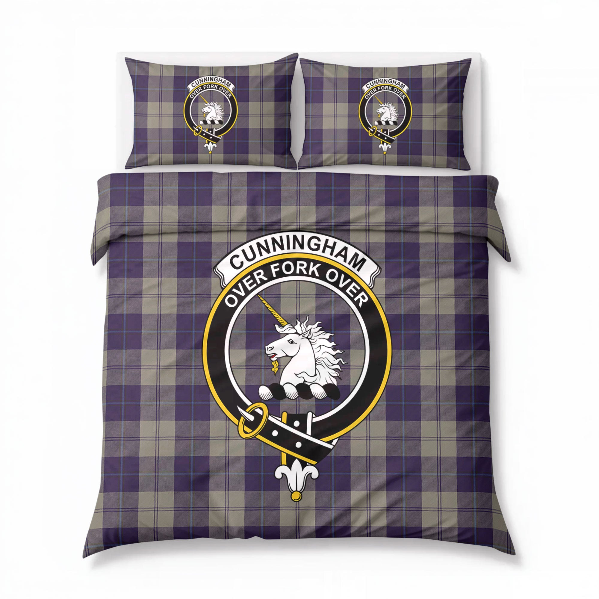 Cunningham Dress Blue Dancers Tartan Crest Bedding Set