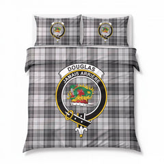 Douglas Grey Modern Tartan Crest Bedding Set