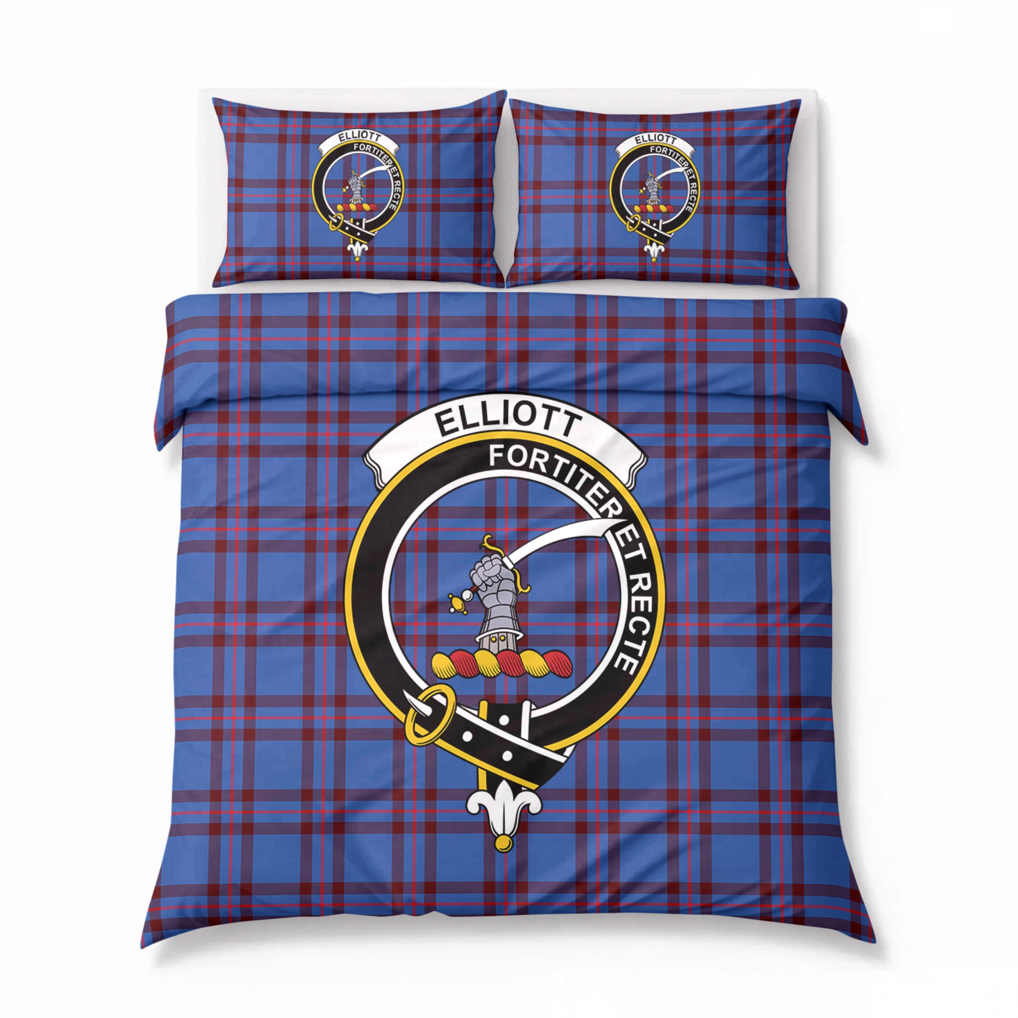 Elliott Modern Tartan Crest Bedding Set